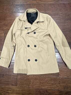 Topman Double-Breasted Trench Coat Jacket Beige